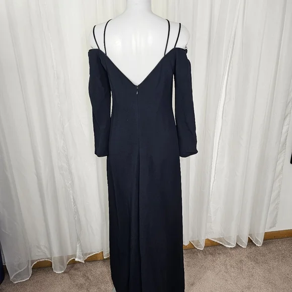 Joseph Aboud Deep Navy Blue Strappy Off-Shoulder Long Sleeve Dress Size 8 - Picture 9 of 14